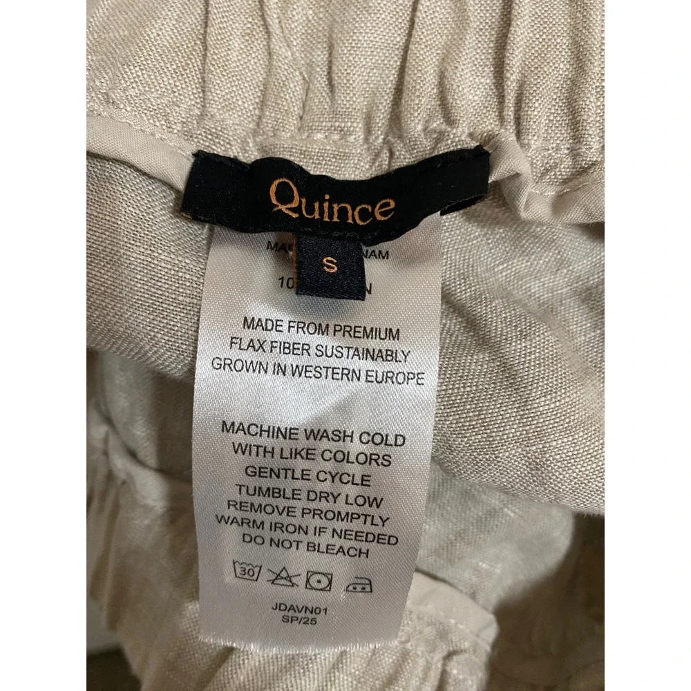 Quince 100% European Linen Pants Womens S Flax Beige Straight Leg Minimalist